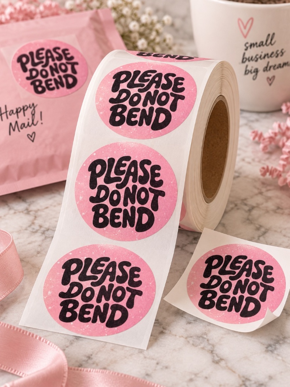 Please do not bend thermal shipping labels